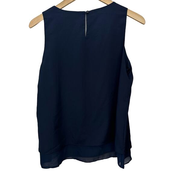 Lauren Ralph Lauren Blue Tank Shell Blouse Womens Top Size M Sheer Hem Career - Picture 3 of 7